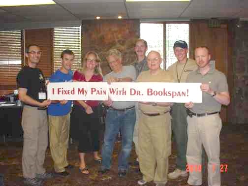 ALT =[“WMS medical conference students of Dr. Jolie Bookspan: Wilderness Medical Society conference workshop students July 2010  Fix Pain class - physicians, military, and adventure medicine students learned to fix pain with Dr. Bookspan.”] 