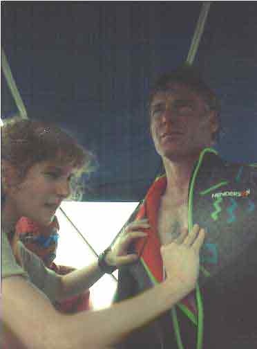 ALT =[“Dr. Jolie Bookspan: Dr. Bookspan checks Christopher Reeve heart and vital signs after his scuba dives. This was before his horse riding accident”]